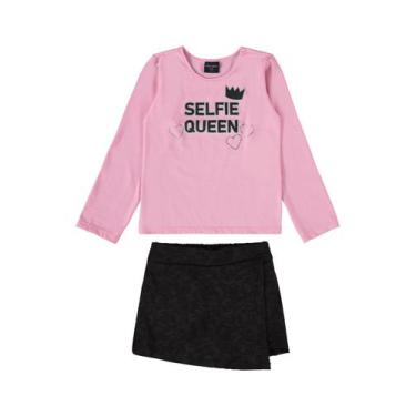 Imagem de Conjunto Blusa e Short-Saia Infantil para Menina Guloseima, Rosa, 1