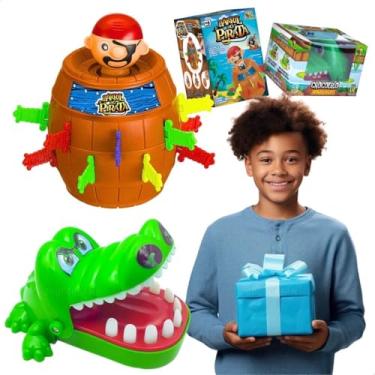 Imagem de Kit Crocodilo Morde Dedo e Barril do Pirata Jogos Divertidos e Interativos para Crianças Reuniões em Família Presente Divertido Jogos de Tabuleiro