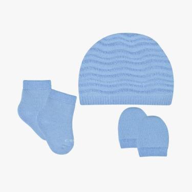 Imagem de Kit Maternidade Bebê Recém-nascido Touca,Luva,meia Papilloo, Azul