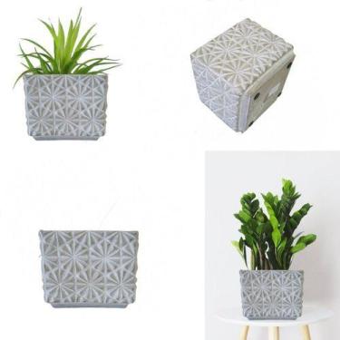 Imagem de Cachepot Cimento Quadrado Diamonds Jardim 13 X 15 - Vacheron, Cimento,