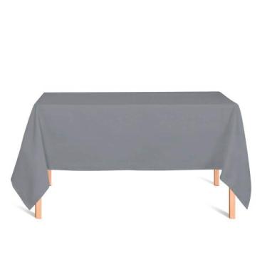 Imagem de Toalha de Mesa Retangular em Tecido Jacquard Prata e Preto Liso Tradic