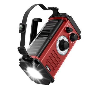 Imagem de Rádio de manivela de emergência 10000wAh/37000mWh, rádio meteorológico solar AM FM NOAA, 5 métodos de carregamento, lanterna e luz de leitura LED, alarme SOS para emergência de tempestade de inverno