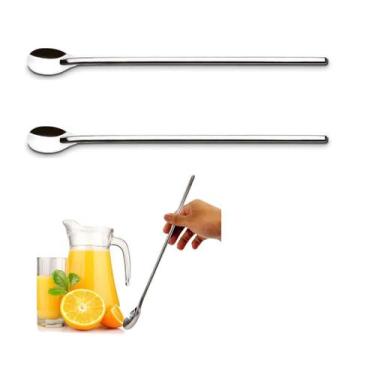 Imagem de 2un COLHER DE SUCO COQUETEL BEBIDAS BAILARINA INOX LONGA - Rio Tijucas