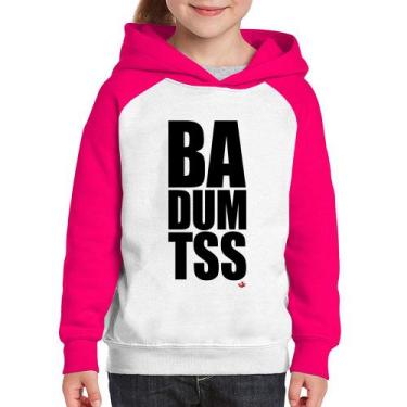 Imagem de Moletom Infantil BA DUM TSS - Foca na Moda, Branco, Rosa, 12