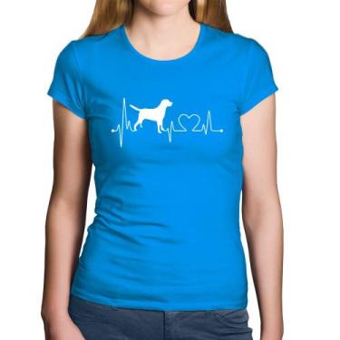 Imagem de Baby Look Algodão Cachorro Batimentos Cardíacos - Foca na Moda, Azul, 