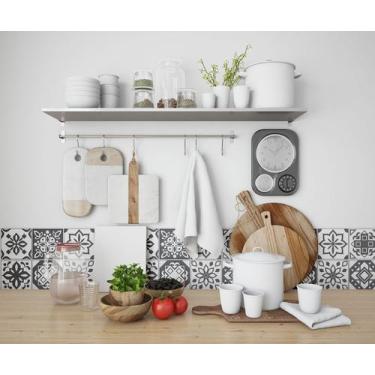 Imagem de Papel De Parede Adesivo Azulejo Mandala Preto e Branco 2,80m - PlimSho