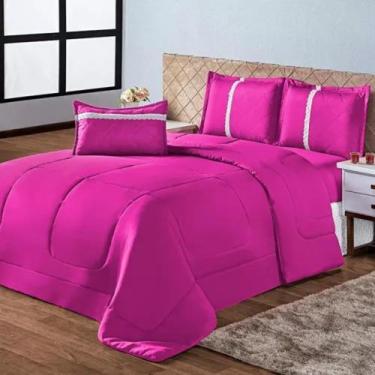 Imagem de Kit Edredom Oliveira Dupla Face Casal Queen 05 Peças Pink - amora enxo