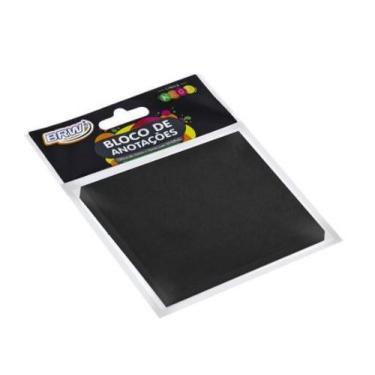 Imagem de Bloco Adesivo de Anotações Preto 50 Fohas BRW - Unidade/Kit  Recados  