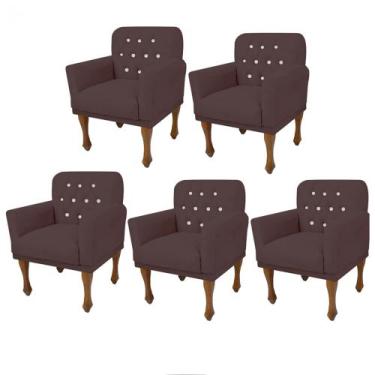 Imagem de Kit 05 Poltrona Cadeira Decorativa  Mona com Strass Sala de Estar Rece