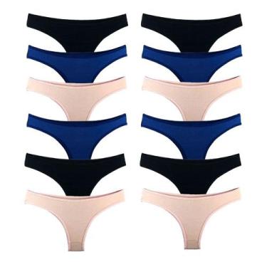 Imagem de Kit 12 Calcinhas Fio Dental Algodão Cotton Básica Lisa Lingerie - Try 