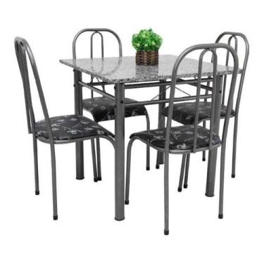 Imagem de Mesa De Jantar Com 4 Cadeiras Madri 80cm Aço Cor Craqueada - Quality