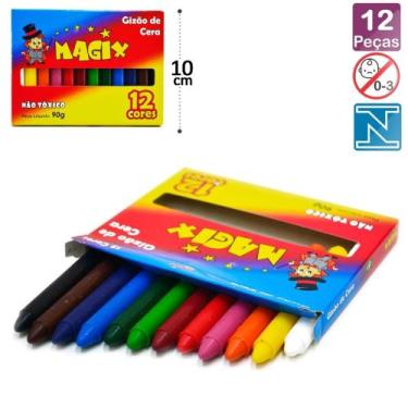 Imagem de Gizao De Cera 12 Cores 90G Kit com 3 Cartelas - Magix