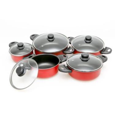 Imagem de Conjunto De Panela Caçarola 5 Peças Antiaderente Teflon - Dinox, Verme