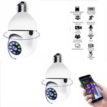 Imagem de kit 2 Câmera lampada inteligente Wireless infra IP Full HD 2.0 megapix
