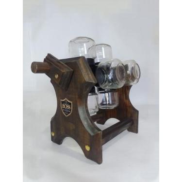 Imagem de Porta temperos com manivela e 8 potes  - BOSS - Arte Madeira, Rústico