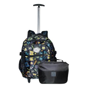 Imagem de Kit Mochila Coração Love 2102 + Estojo Rodinhas Escolar Top - Outras M