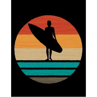 Imagem de Vintage Surfer Surfing Sunset 9363 Notebook: 8.5x11" Blank Lined Notebook