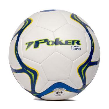 Imagem de Bola de Futebol Campo Poker Pro 32 Gomos Hyper Branco/marinho, Branco,