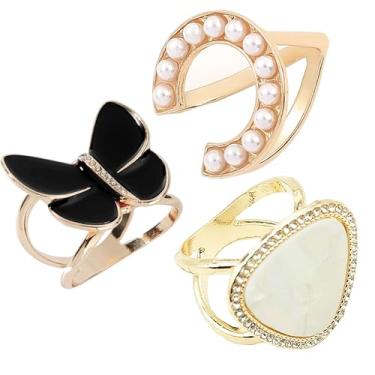 Imagem de Hioyiwse Anéis de Cachecol Fivela e Slides para Mulheres, Cachecóis, Alfinetes, Camiseta, Prendedor para o Lado 3CP