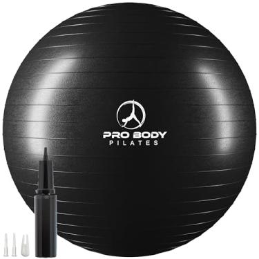 Imagem de ProBody Pilates Bola de exercício - Bola de equilíbrio de vários tamanhos para academia, treino, gravidez e fisioterapia, cadeira de bola de ioga de estabilidade (preta, 65 cm)