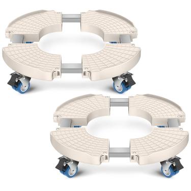 Imagem de VANCASTLE Organizador de plantas com rodas de capacidade resistente de 199,6 kg, suporte ajustável para plantas com rodinhas de 38 a 55 cm, carrinho de plantas grande com rodízios para vaso de flores, pacote com 2, bege