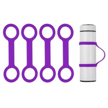 Imagem de PATIKIL Alça de suporte de garrafa de água, 4 peças de silicone macio portátil antiderrapante alça de suporte de garrafa de água para corrida ao ar livre, bicicleta, academia, corrida, transporte,