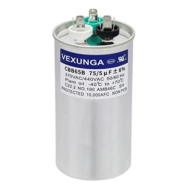 Imagem de VEXUNGA 75/5 Uf 75 + 5 Mfd 370Vac Ou 440Vac Dual Run Start Round A/C Capacitor Cbb65 Cbb65B Capacitores de Ar Condicionado para Unidade Ac Partida de Motor de Ventilador Ou Bomba de Calor Ou Condensad