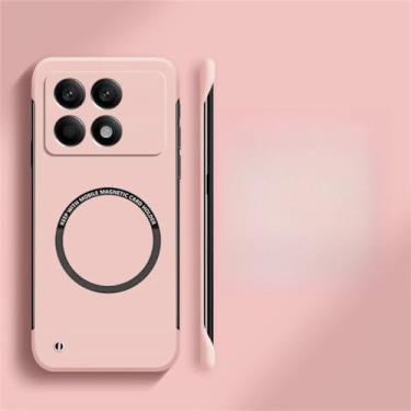 Imagem de Ultra fino duro pc magnético sem moldura caso de telefone para xiaomi poco x6 pro f3 f4 f5 pro fosco cor pura capa sólida, rosa, para poco f5