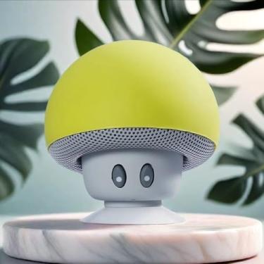 Imagem de Alto-falante Bluetooth sem Fio com Ventosa, Cogumelo na cor Amarelo