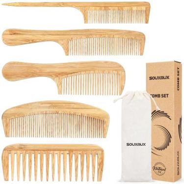 Imagem de Conjunto de Pentes de Bambu Natural SouxMux - Antiestático - Para Home