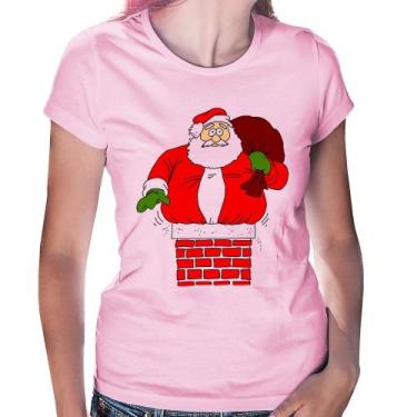 Imagem de Baby Look Papai Noel Chaminé - Foca na Moda, Rosa bebê, P