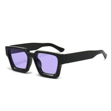 Imagem de Óculos de sol femininos retrô masculinos tons escuros uv400 (preto roxo)