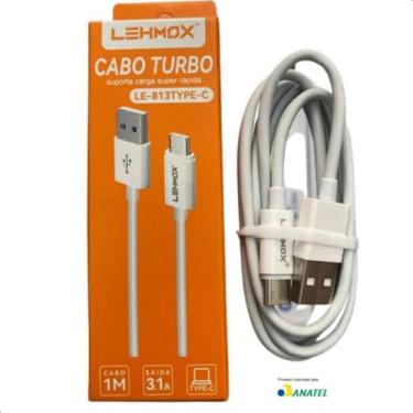 Imagem de Cabo USB Tipo C Turbo 1 metro - lehmox, Branco, 1 Metro