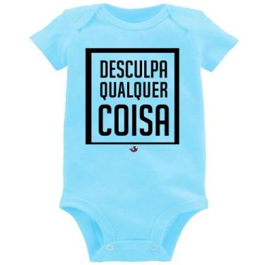 Imagem de Body Bebê Desculpa Qualquer Coisa - Foca na Moda, Azul bebê, GG