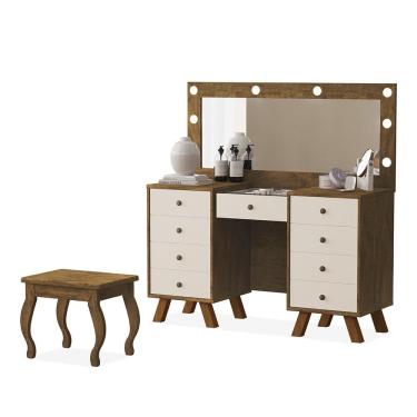 Imagem de Penteadeira Camarim com Banqueta Mila Malbec Off White Luapa