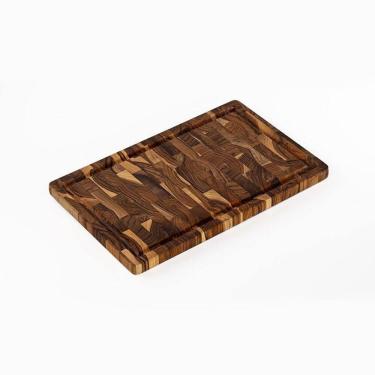 Imagem de Tábua Para Corte Com Canaleta Em Madeira Teca Invertida - Stolf 39x25