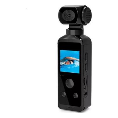 Imagem de Câmera de ação HD 4K de bolso 270 ° Mini câmera esportiva wi-fi rotativa com estojo à prova d'água para capacete, gravador de motorista de bicicleta de viagem