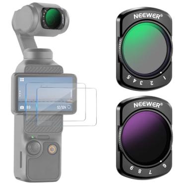 Imagem de NEEWER Kit variável ND2-ND32 e ND64-ND512 compatível com DJI Osmo Pocket 3 Creator Combo acessórios, limitados para filtros de densidade neutra, 2 protetores de tela, acessórios de câmera de ação
