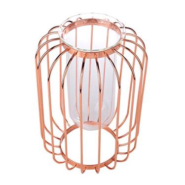Imagem de Vaso de Forjado Em Forma de Lanterna Nórdica para Exibição de Flores e Decoração de Casa (Rose Gold)