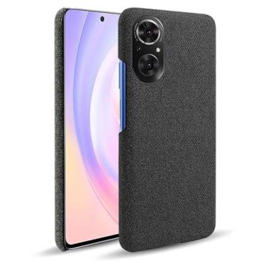 Imagem de Capa para Honor 50 SE,Capa desenhada em lona,Case Protetora Ultrafina com Empunhadura Macia,Design em Tecido Antichoque e Antiarranhões-Black