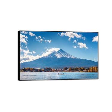 Imagem de Pintura de parede em tela de paisagem, imagem de natureza-impressão em tela-montanha de neve, lago, moldura preta, pôster e impressões para decoração de casa moderna 30x50cm12x20in