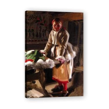 Imagem de LKXGRRSFG Impressões em tela A Girl from Mora Anders Zorn - Arte de obra-prima sueca, decoração de parede serenidade de verão e coleção de galeria de casa 60 x 75 cm