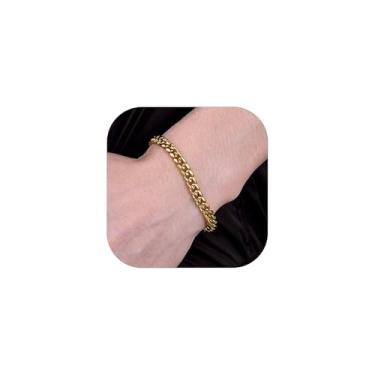 Imagem de ChainsHouse Pulseira de elos cubanos para homens e mulheres, aço inoxidável/banhado a ouro 18K, 3 mm/6 mm/8,5 mm/9 mm/10 mm/12 mm/13 mm/14 mm de largura, pulseiras de corrente Miami Curb, 19 cm/21 cm, 8 3 inch, Metal