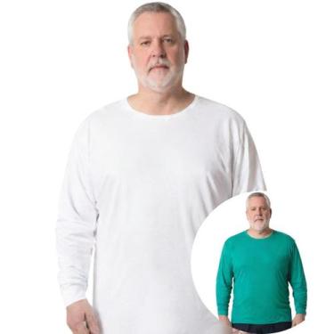 Imagem de Kit 2 Camisas Masculina Manga Longa Plus Size Malha Fria - Genérico, B