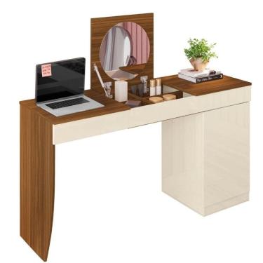 Imagem de Penteadeira Escrivaninha Com Espelho 1 Porta Lady Mobler freijó-off White