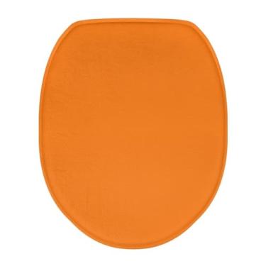 Imagem de Luarisgur Capa de assento de vaso sanitário laranja alongada para decorações de banheiro capa de tampa de assento de vaso sanitário oval oval redonda acessórios macios e absorventes se encaixa na
