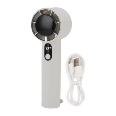 Imagem de Ventilador Portátil Portátil de Mão, Poderoso Ventilador de Turbo de Resfriamento Com 5 Velocidades, Baixo Ruído, Ventilador Digital Descetop Com Tela de Exibição e Alça (WHITE)