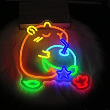 Imagem de Whfobfe Sinal de néon com luzes de néon LED para decoração de parede LED alimentado por USB para decoração de quarto