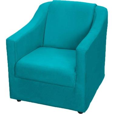 Imagem de Poltrona Decorativa Mila Pé De Plástico Cromado - Azul-turquesa Suede