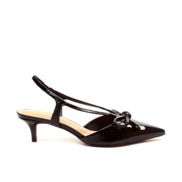 Imagem de Slingback Couro Preto Salto Baixo Cecconello 2629012-3, 37, Preto